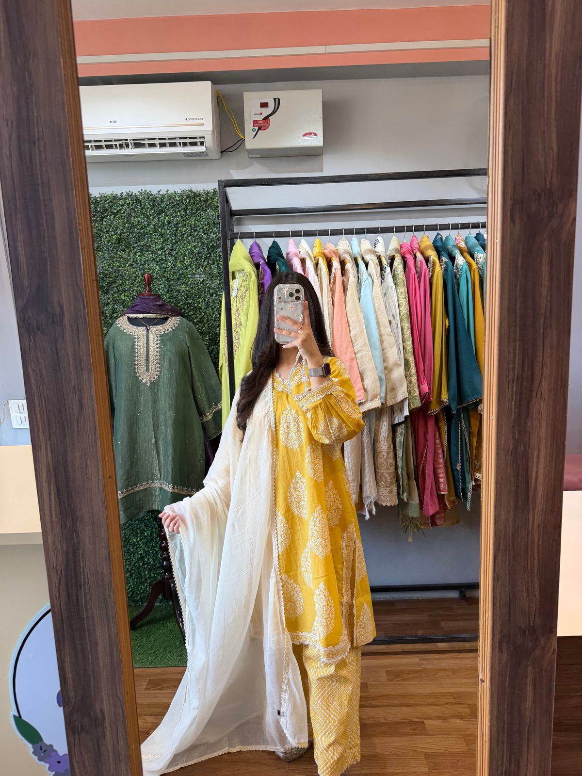 Sunflower Yellow &amp; Ivory White Hand Block Printed Pure Cotton 3-Piece Suit