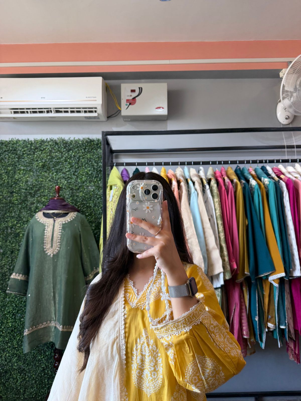 Sunflower Yellow &amp; Ivory White Hand Block Printed Pure Cotton 3-Piece Suit