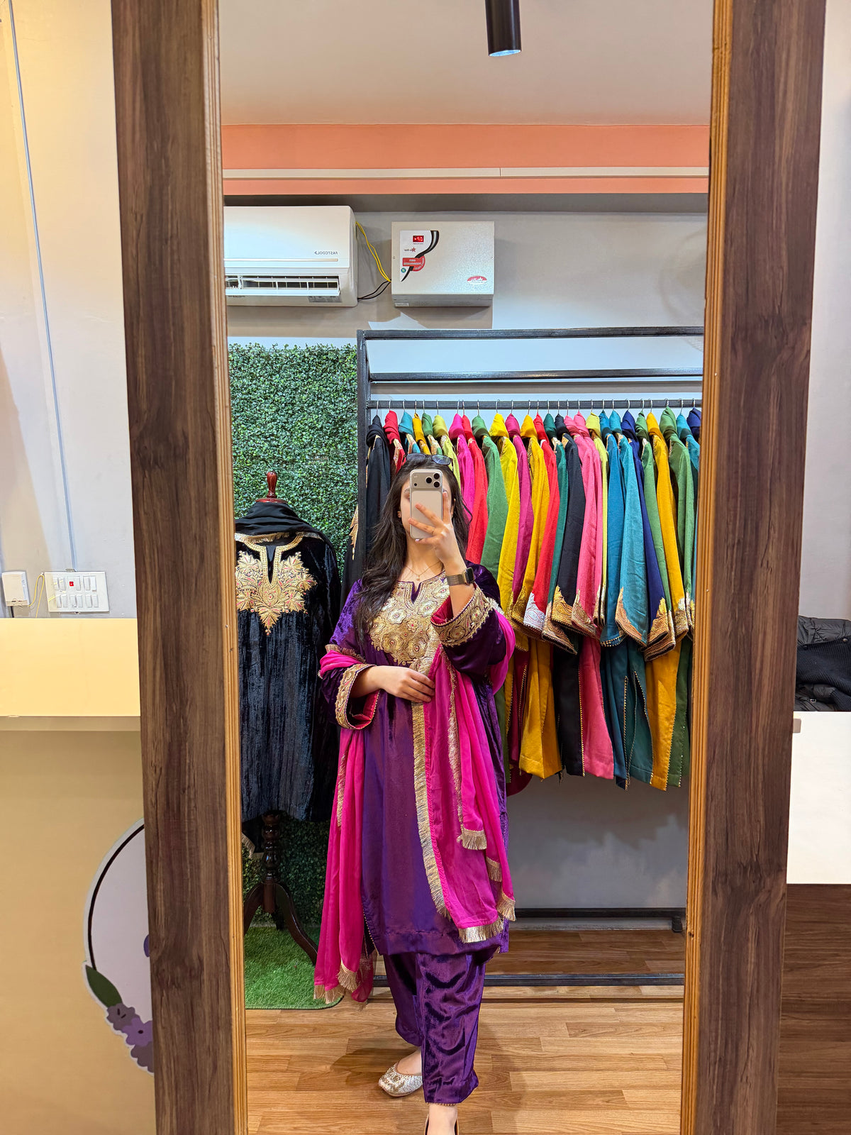Royal Purple Velvet Hand-Embroidered Tilla Suit