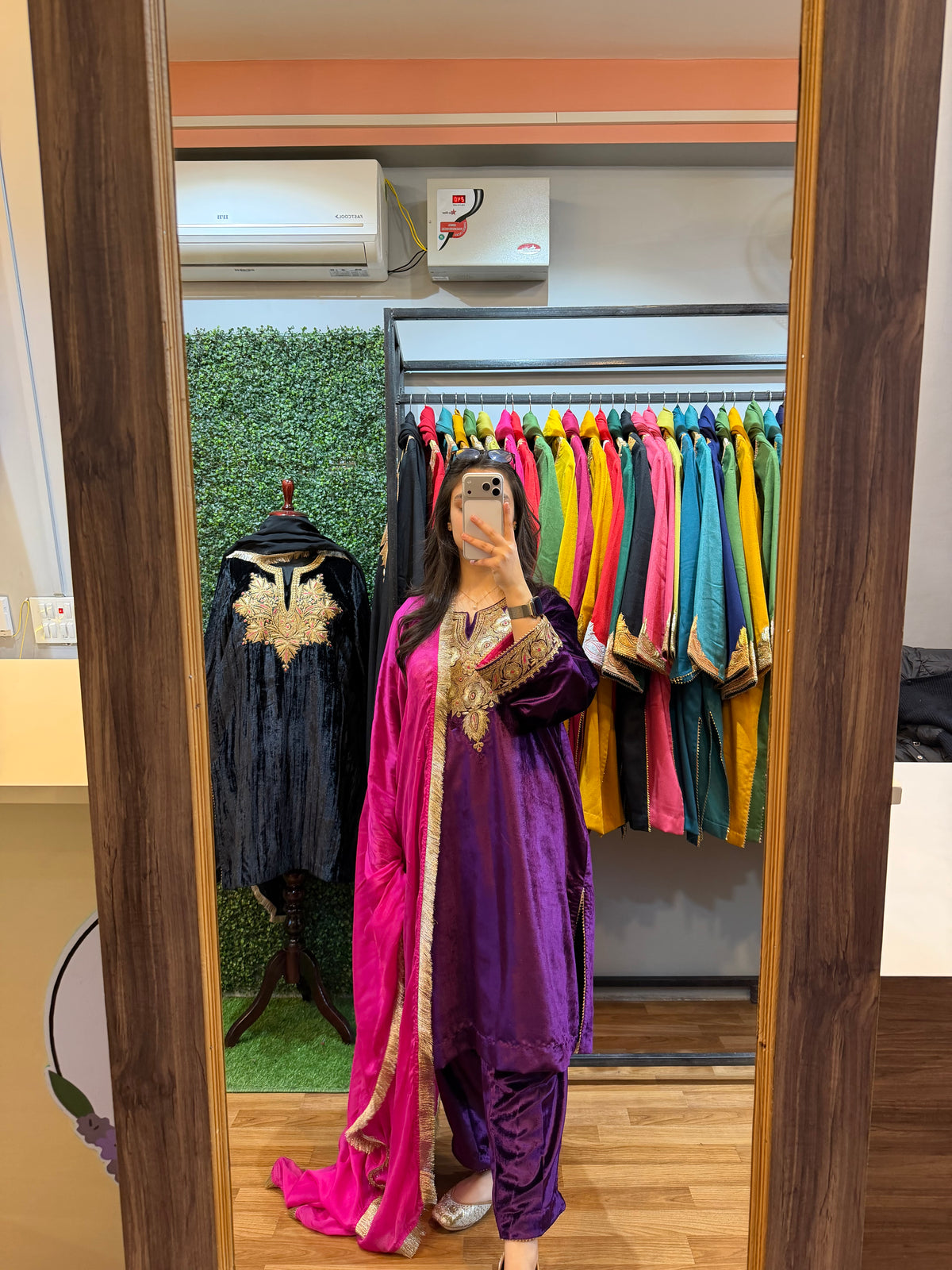 Royal Purple Velvet Hand-Embroidered Tilla Suit