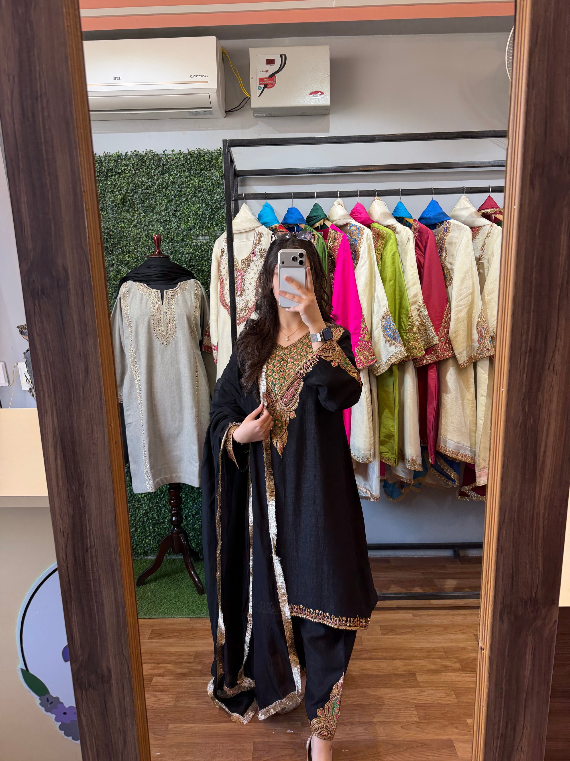 Charcoal Black Tilla Embroidered Suit