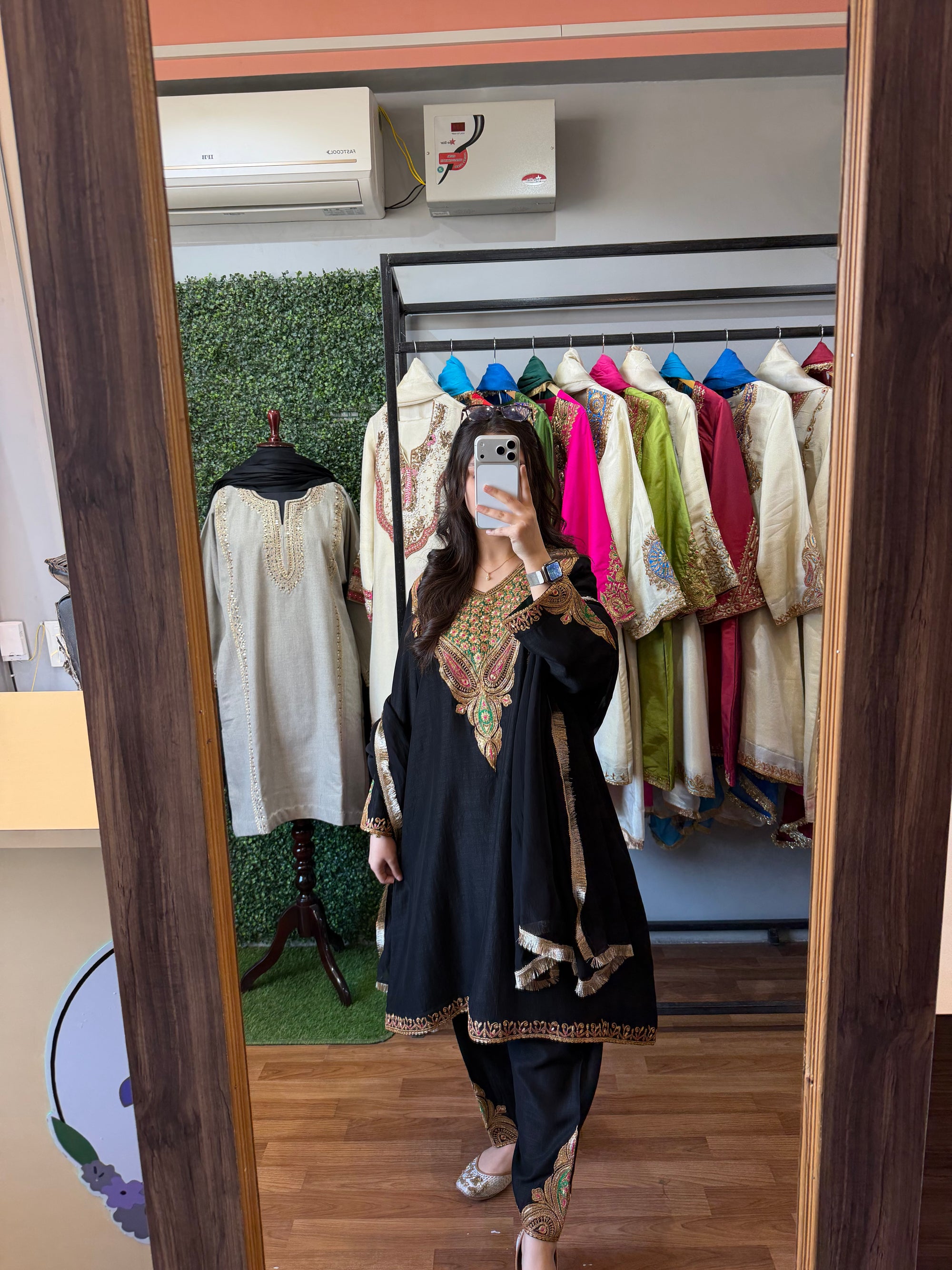 Charcoal Black Tilla Embroidered Suit