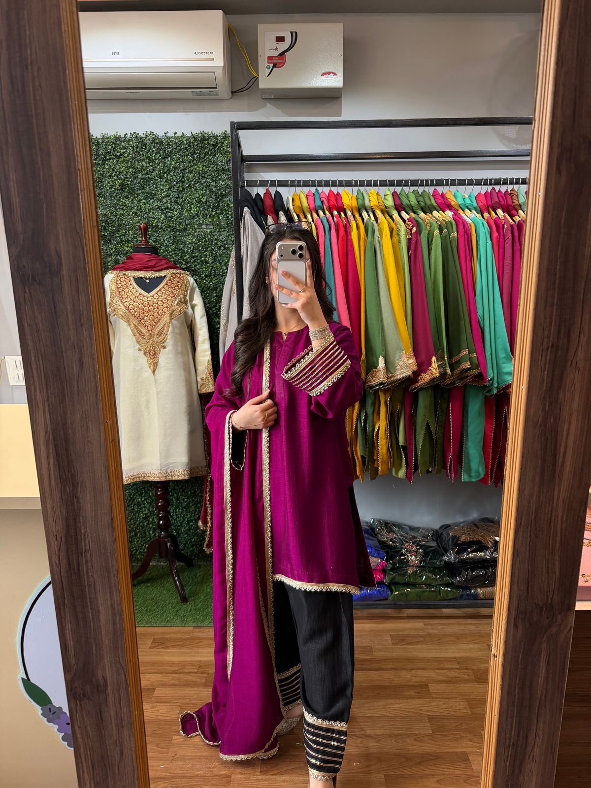 Wine Purple And Black Farshi Salwar Set