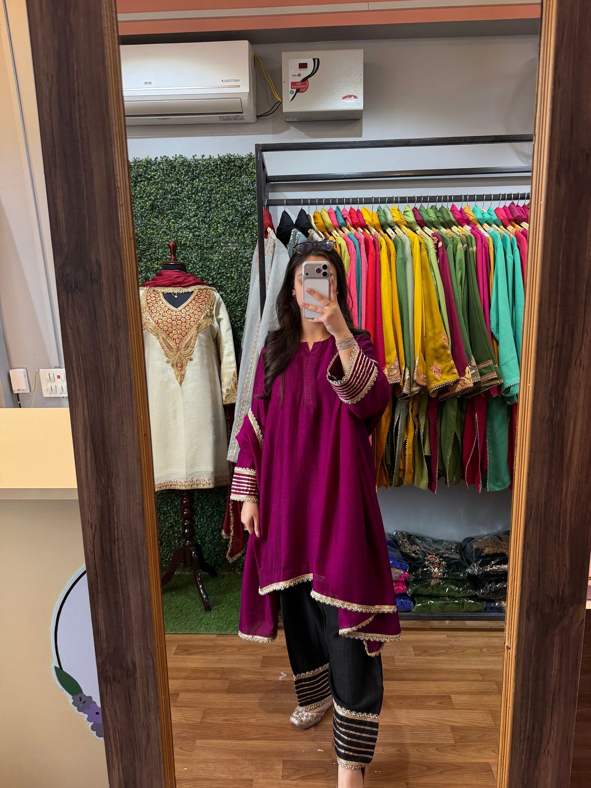 Wine Purple And Black Farshi Salwar Set