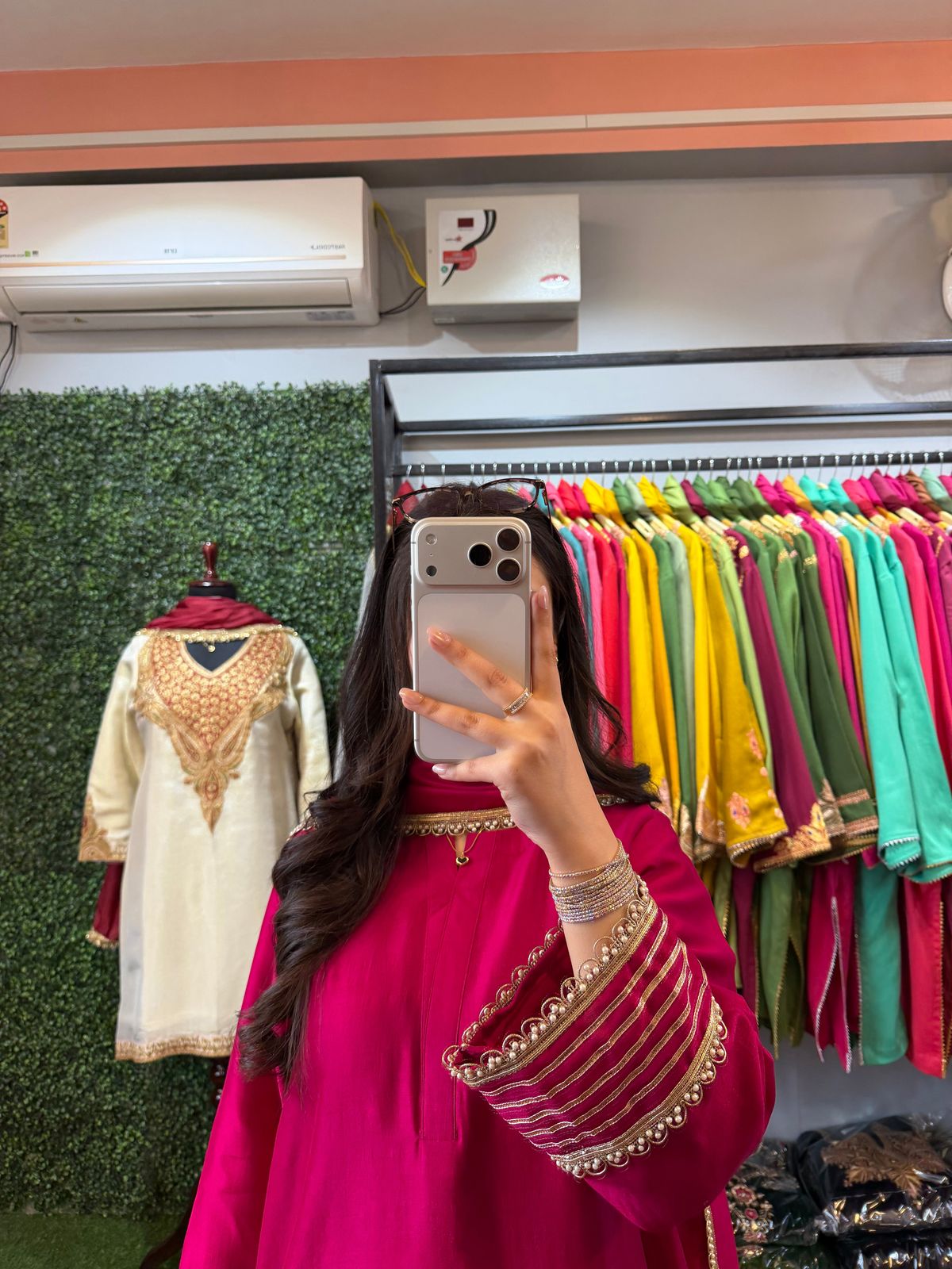 Rani Pink And Lime Green Farshi Salwar Set